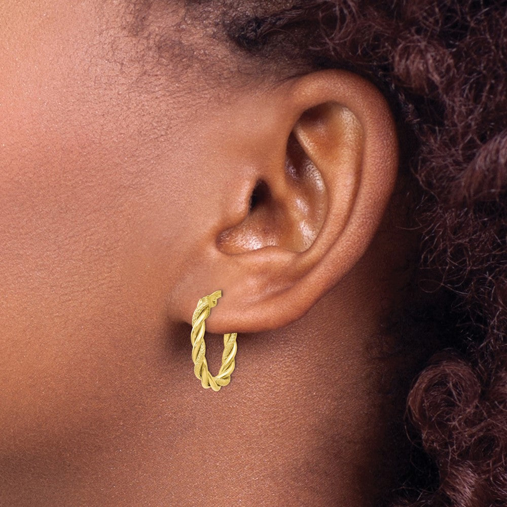 10K Yellow Gold Polished and Textured Gold Earrings