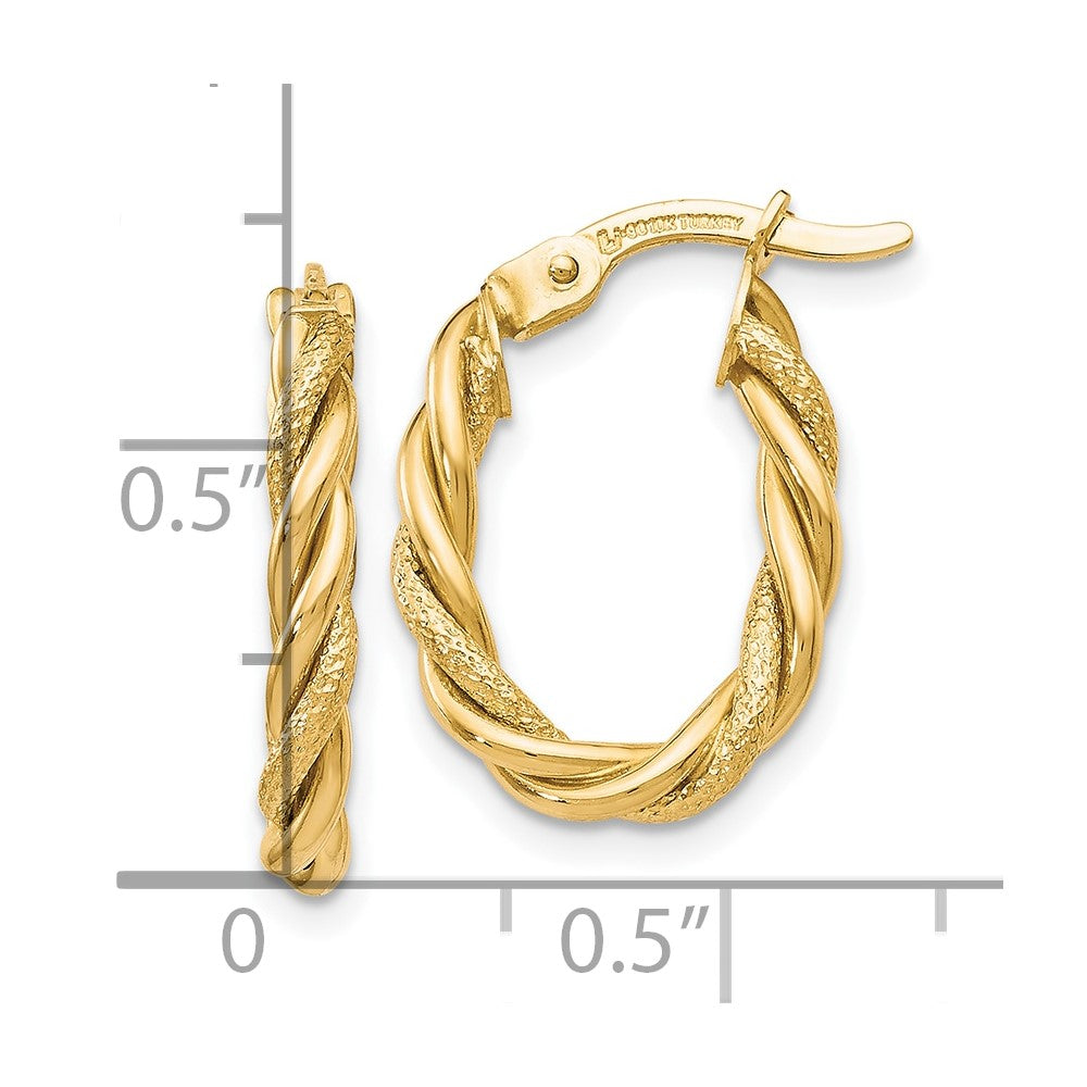 10K Yellow Gold Polished and Textured Gold Earrings