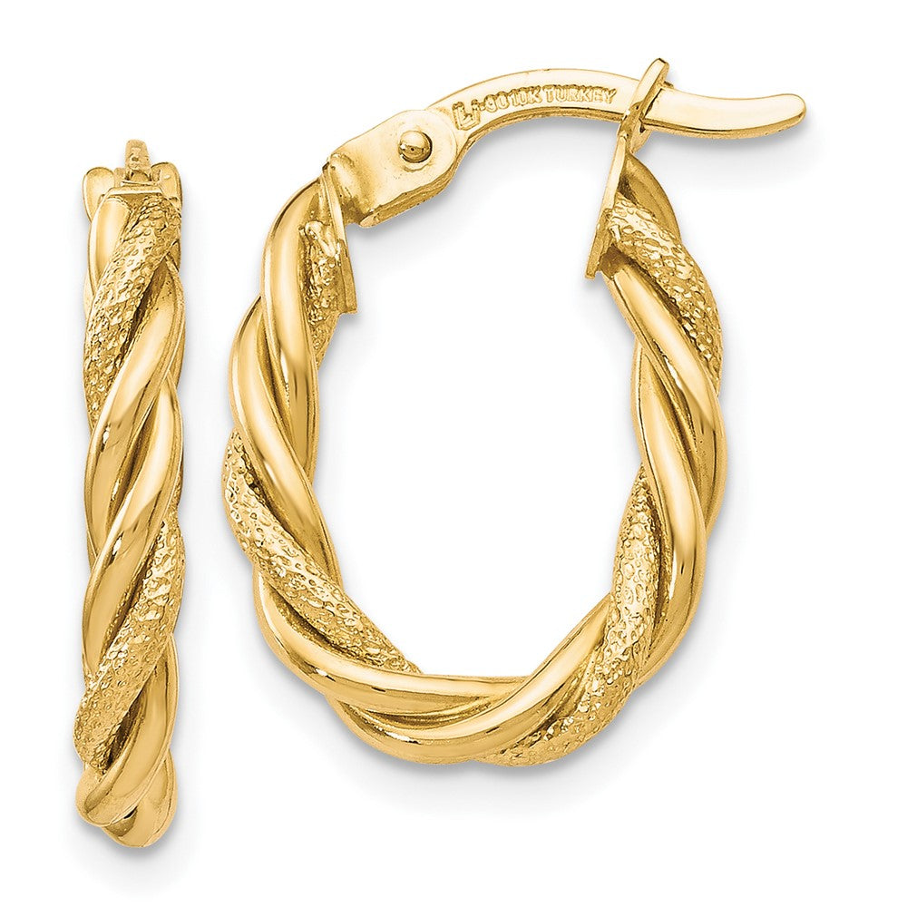 10K Yellow Gold Polished and Textured Gold Earrings