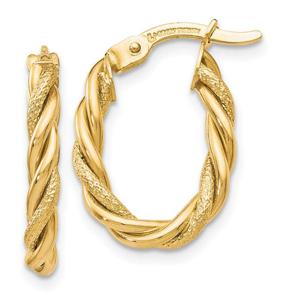 10K Yellow Gold Polished and Textured Gold Earrings