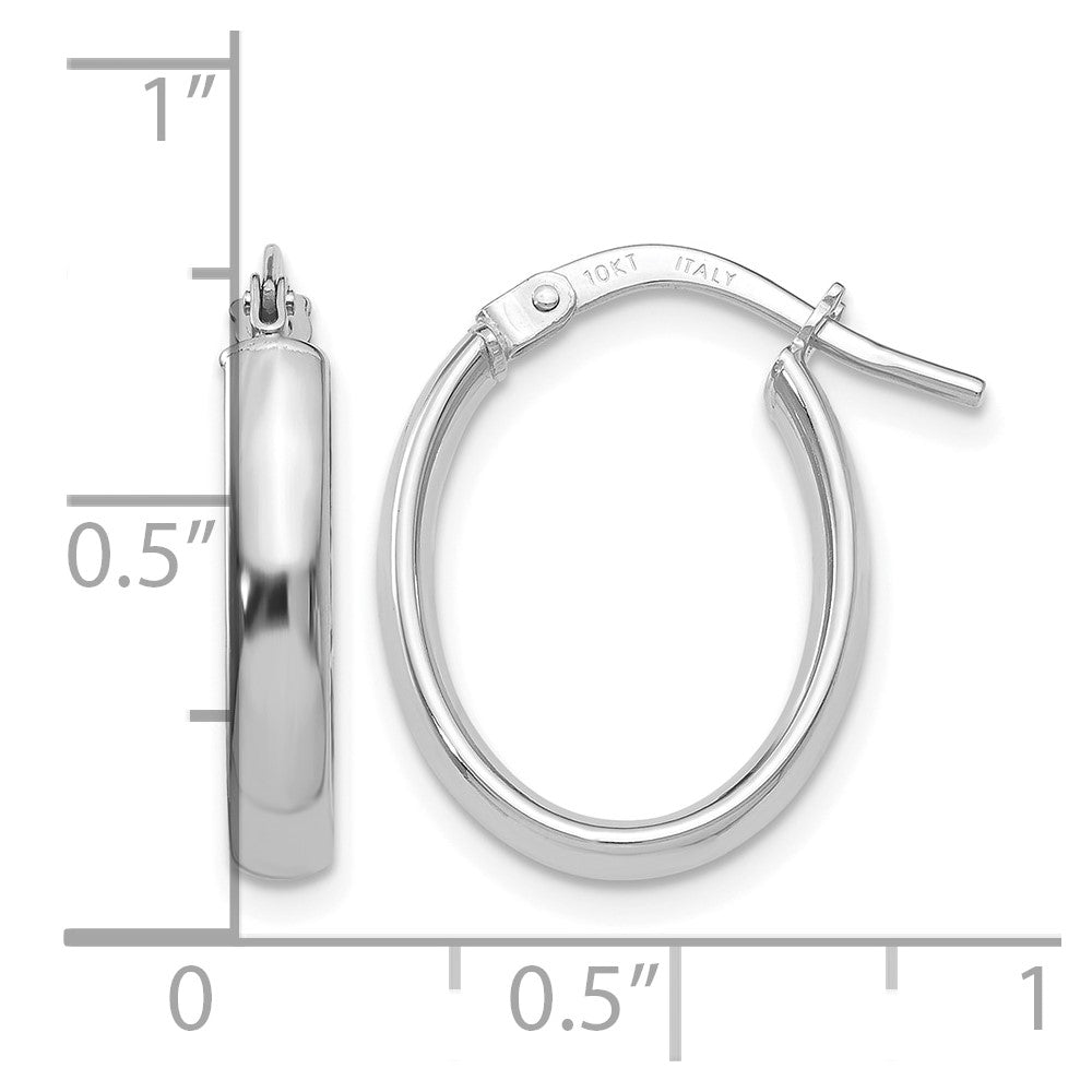 10K White Gold Polished Hoop Earrings