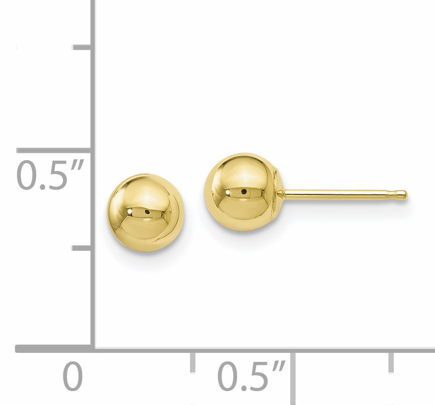 10K Yellow Gold Polished Ball Post Earrings