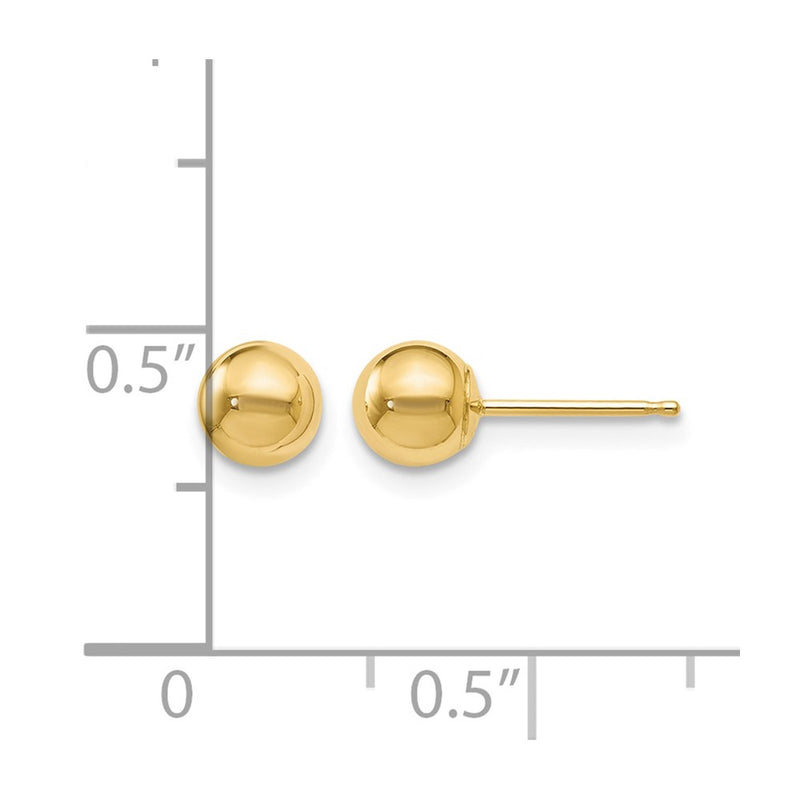 10K Yellow Gold Polished Ball Post Earrings