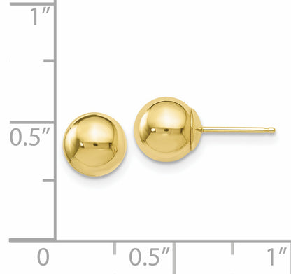 10K Yellow Gold Polished Ball Post Earrings