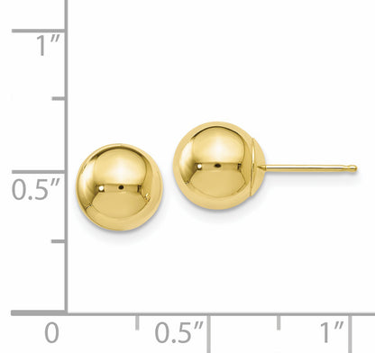10K Yellow Gold Polished Ball Post Earrings