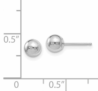 10K White Gold Polished Ball Post Earrings