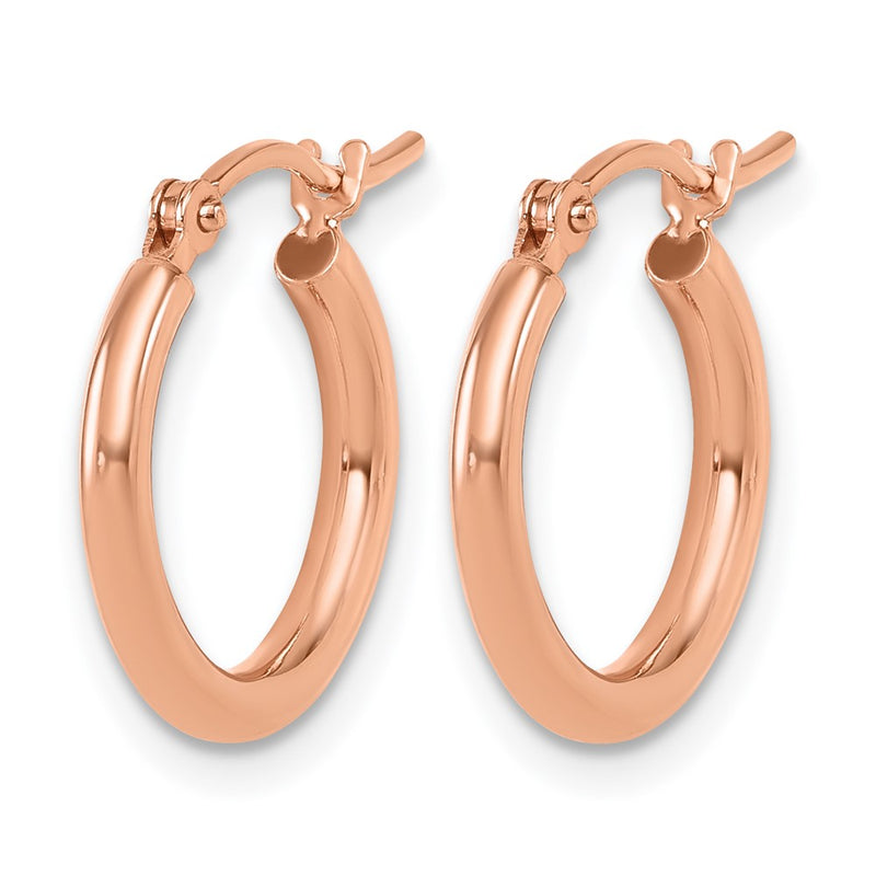10K Rose Gold Polished Hinged Hoop Earrings