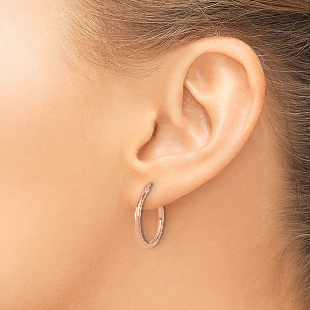 10K Rose Gold Polished Hinged Hoop Earrings