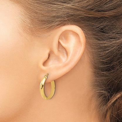 10K Yellow Gold Polished Twisted Round Hoop Earrings