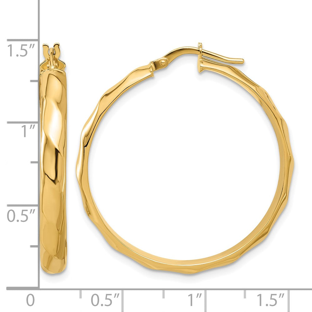 10K Yellow Gold Polished Twisted Round Hoop Earrings
