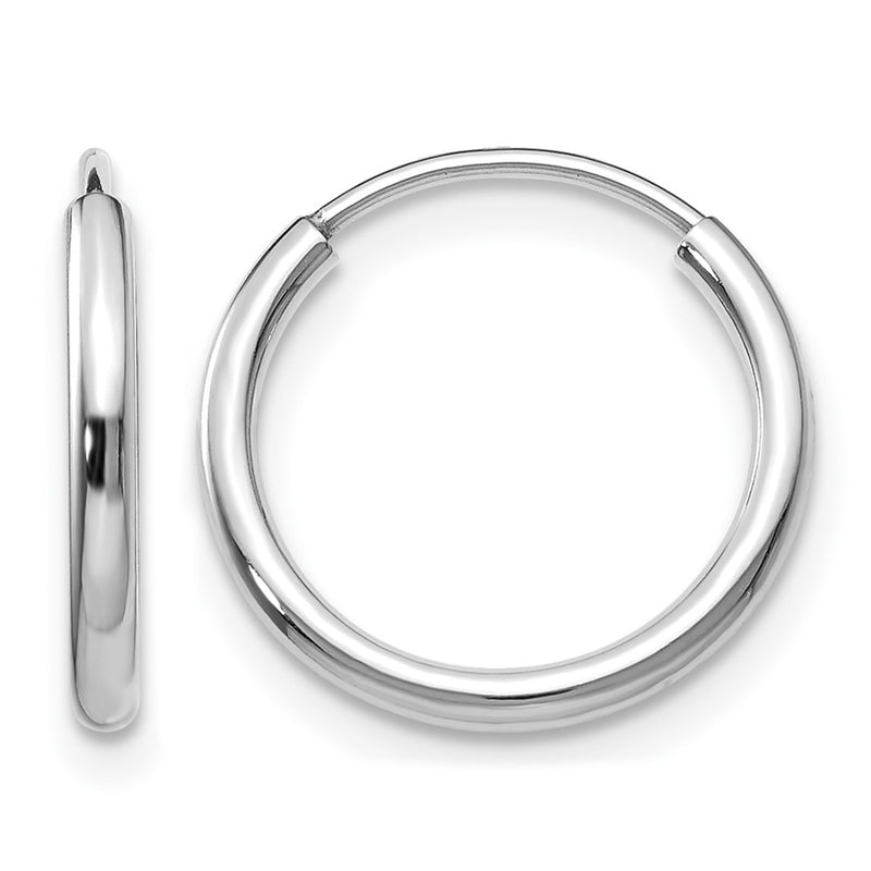 10K White Gold 1.2mm Polished Endless Hoop Earrings