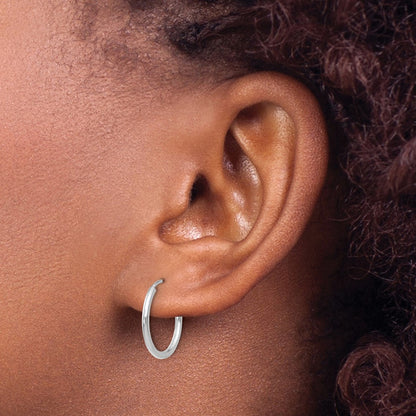 10K White Gold 1.2mm Polished Endless Hoop Earrings