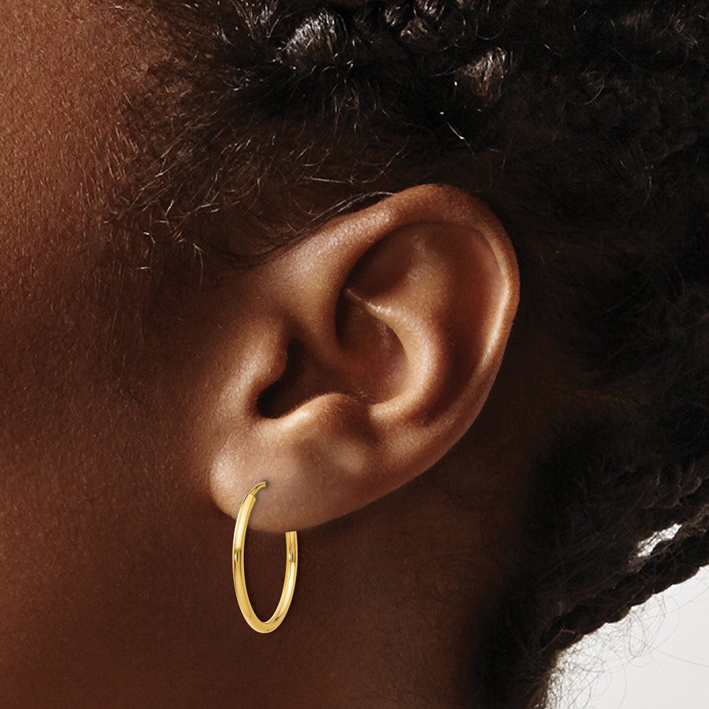 10K Yellow Gold 1.2mm Polished Round Endless Hoop Earrings
