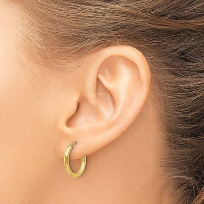 10K Yellow Gold Polished Round Endless 2mm Hoop Earrings