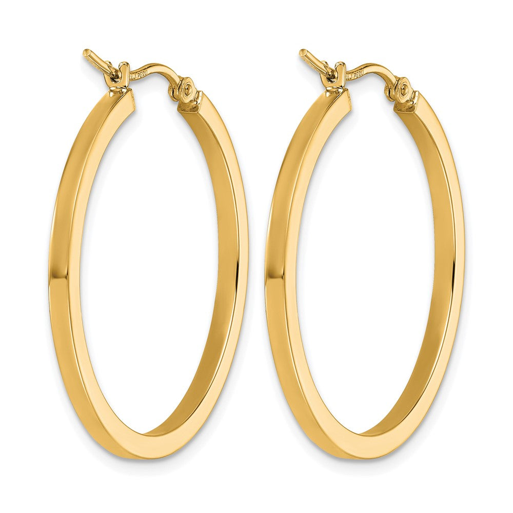 10K Yellow Gold 2mm Square Tube Hoop Earrings