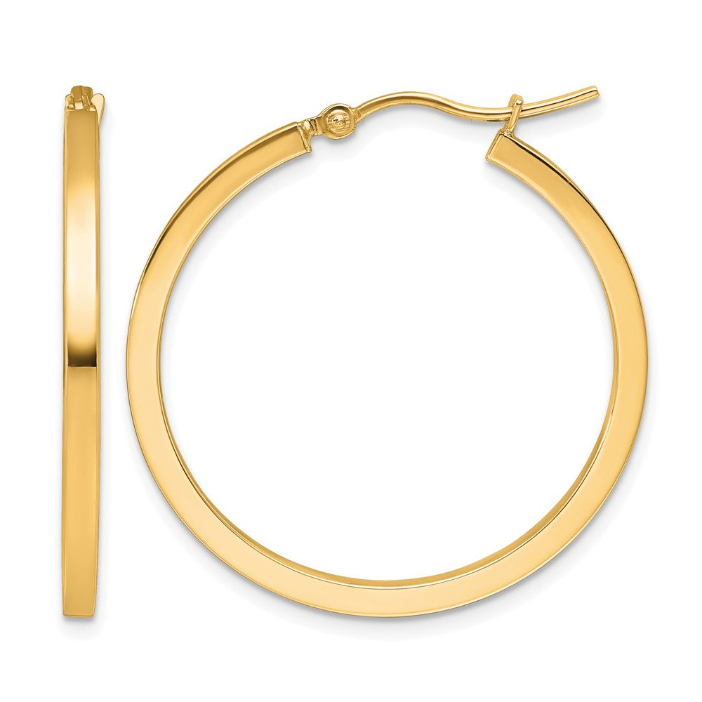 10K Yellow Gold 2mm Square Tube Hoop Earrings