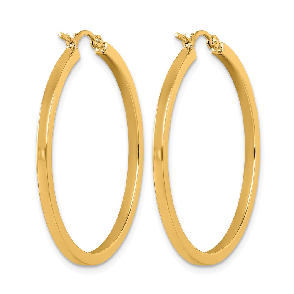 10K Yellow Gold 2mm Square Tube Hoop Earrings