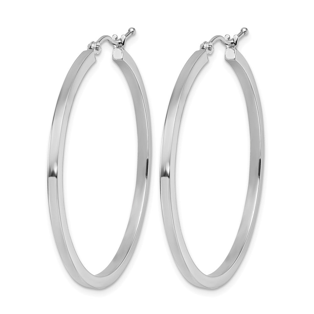 10K White Gold 2mm Square Tube Hoop Earrings