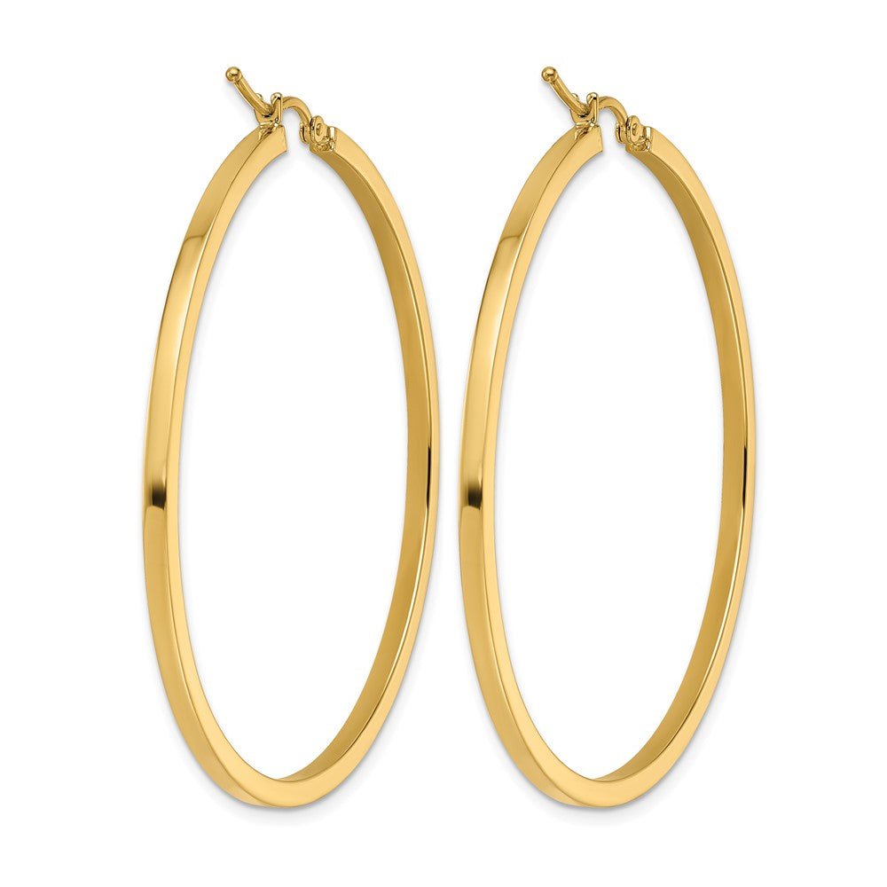 10K Yellow Gold 2mm Square Tube Hoop Earrings