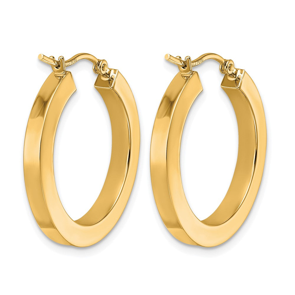 10K Yellow Gold 3mm Polished Square Hoop Earrings
