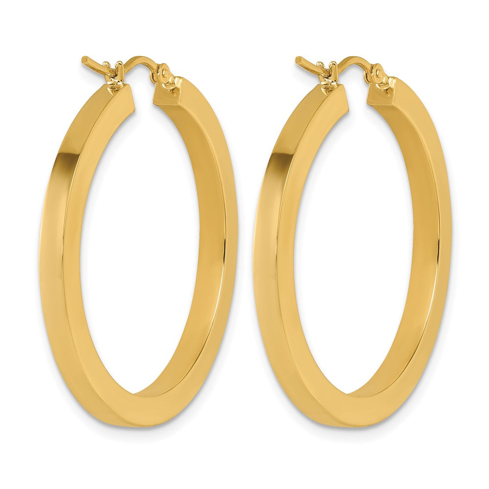 10K Yellow Gold 3mm Polished Square Hoop Earrings