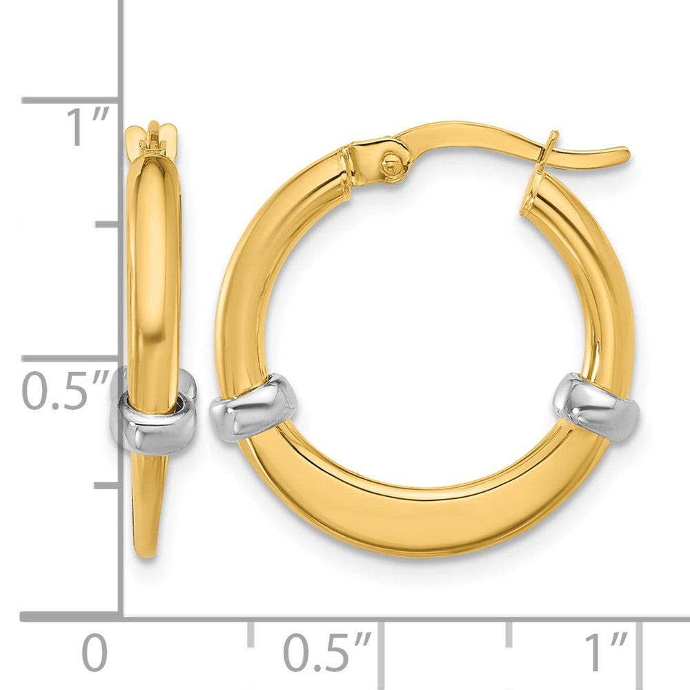 10K Two-Tone Polished Hoop Earrings
