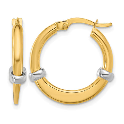 10K Two-Tone Polished Hoop Earrings