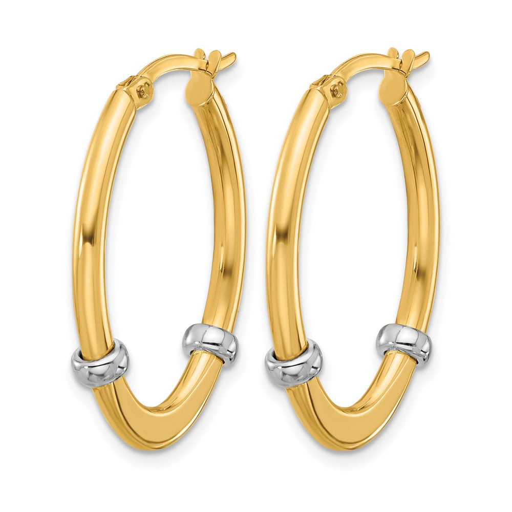 10K Two-Tone Polished Oval Hoop Earrings