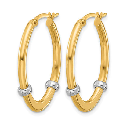 10K Two-Tone Polished Oval Hoop Earrings