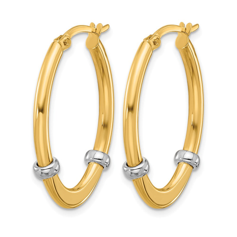 10K Two-Tone Polished Oval Hoop Earrings