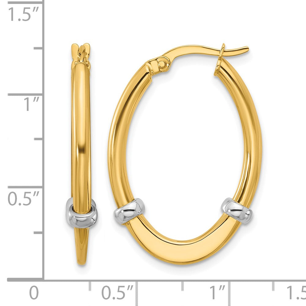 10K Two-Tone Polished Oval Hoop Earrings