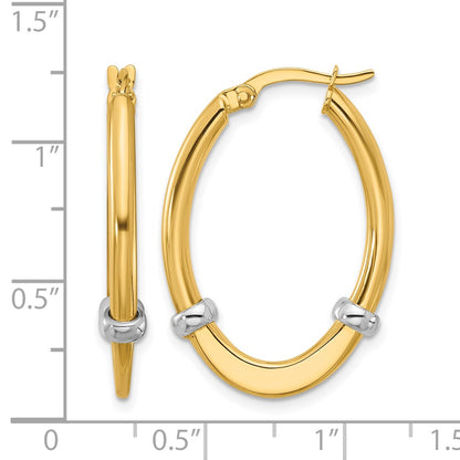 10K Two-Tone Polished Oval Hoop Earrings