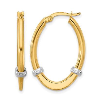 10K Two-Tone Polished Oval Hoop Earrings
