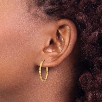 10K Yellow Gold Polished Twist Oval Hoop Earrings