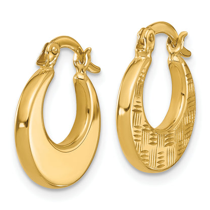 10K Yellow Gold Polished And Diamond Cut Fancy Hoop Earrings