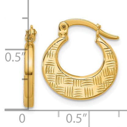 10K Yellow Gold Polished And Diamond Cut Fancy Hoop Earrings
