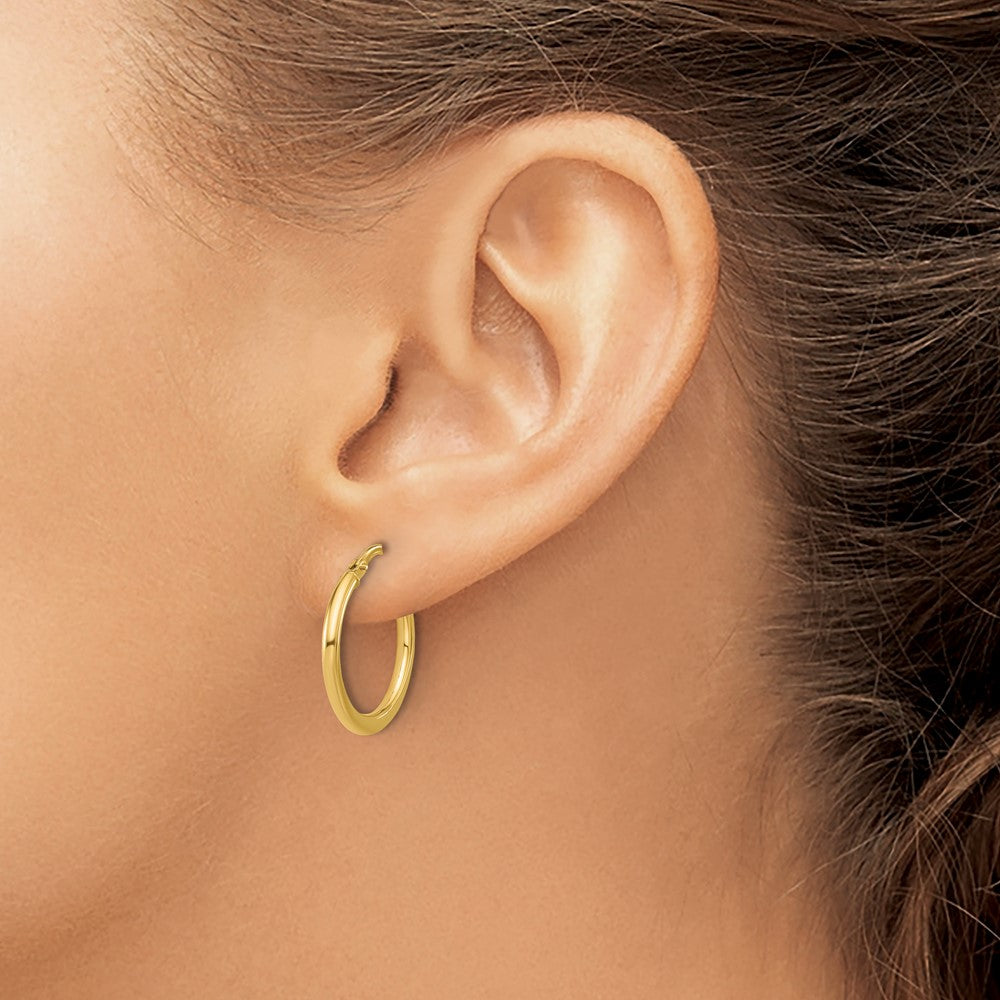 10K Yellow Gold Polished Round Hoop Earrings