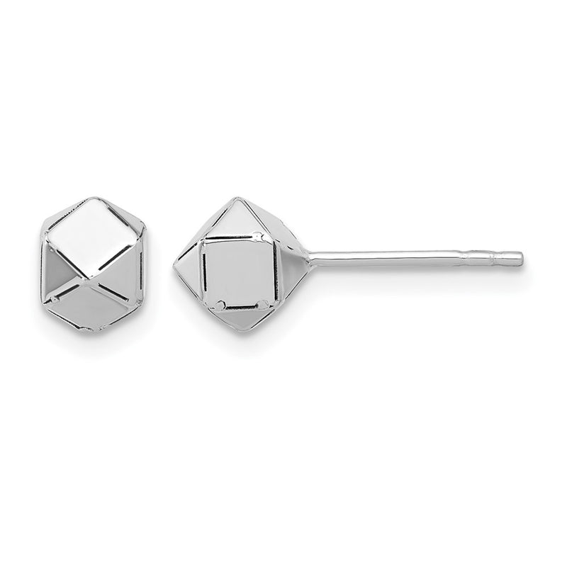 10K White Gold Polished Geometric Ball Post Earrings