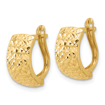 10K Yellow Gold Polished And Diamond Cut Omega Back Earrings