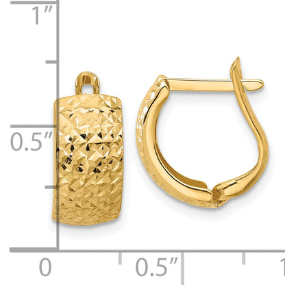 10K Yellow Gold Polished And Diamond Cut Omega Back Earrings