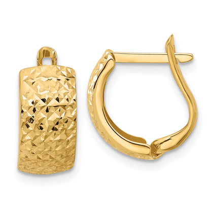 10K Yellow Gold Polished And Diamond Cut Omega Back Earrings