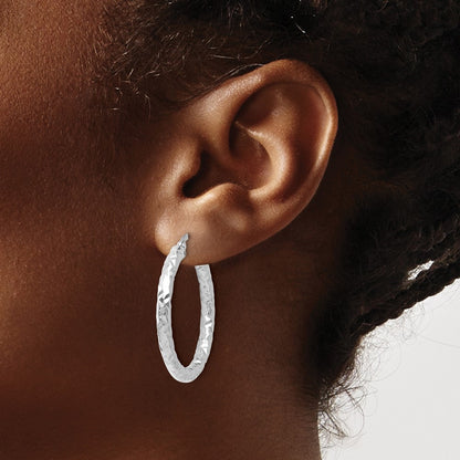 10K White Gold Foreverlite Polished And Textured Earrings