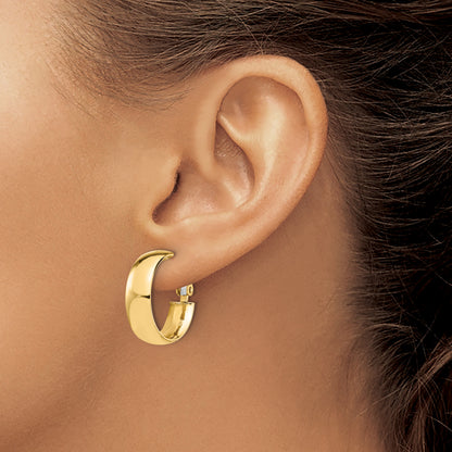 10K Yellow Gold Polished Omega Back Hoop Earrings