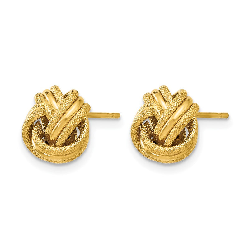 10K Yellow Gold Knot Polished D/C Post Earrings