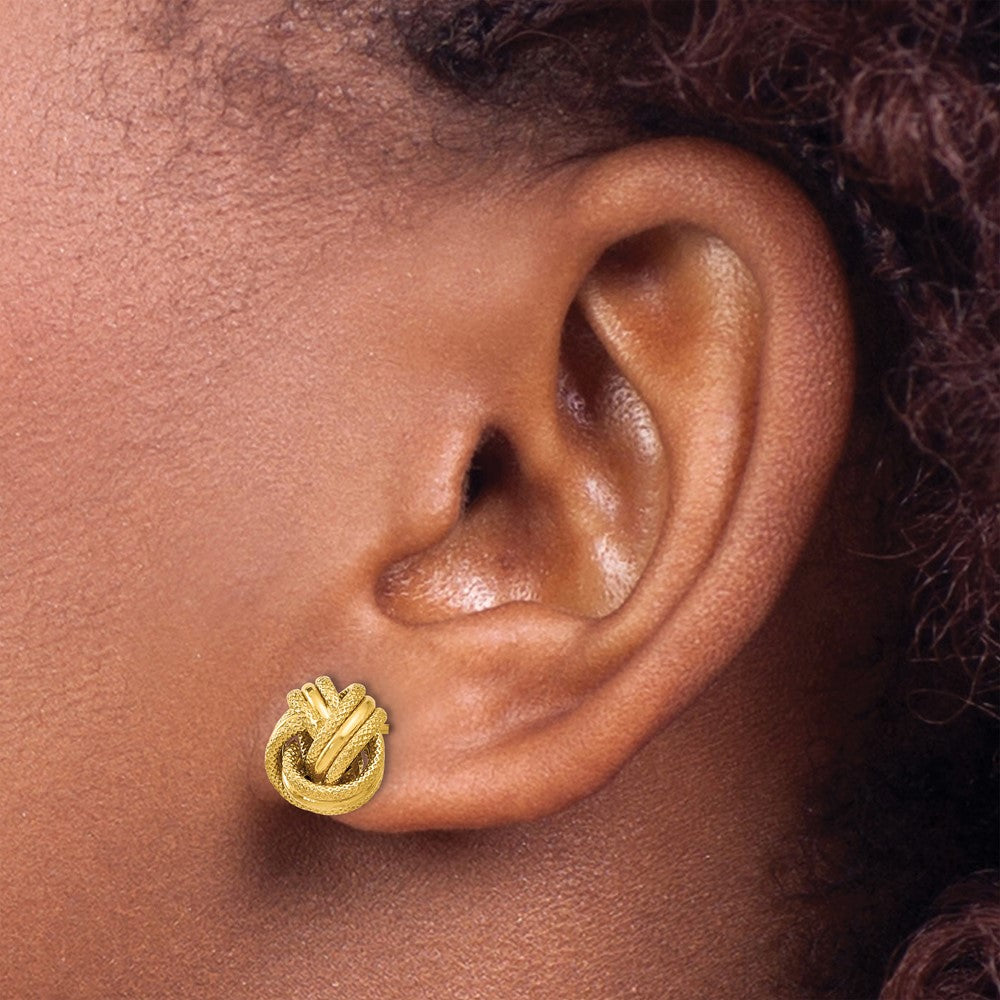 10K Yellow Gold Knot Polished D/C Post Earrings