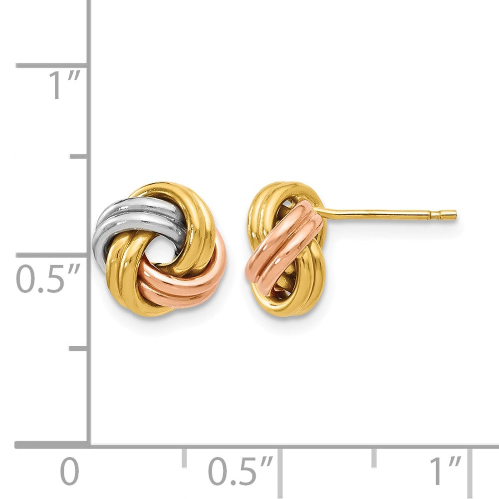 10K Yellow Rhodium Wht Rh And Rose Gp Polished Love Knot Post Earrings