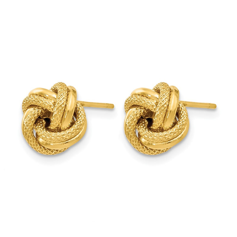 10K Yellow Gold Polished D/C Love Knot Post Earrings