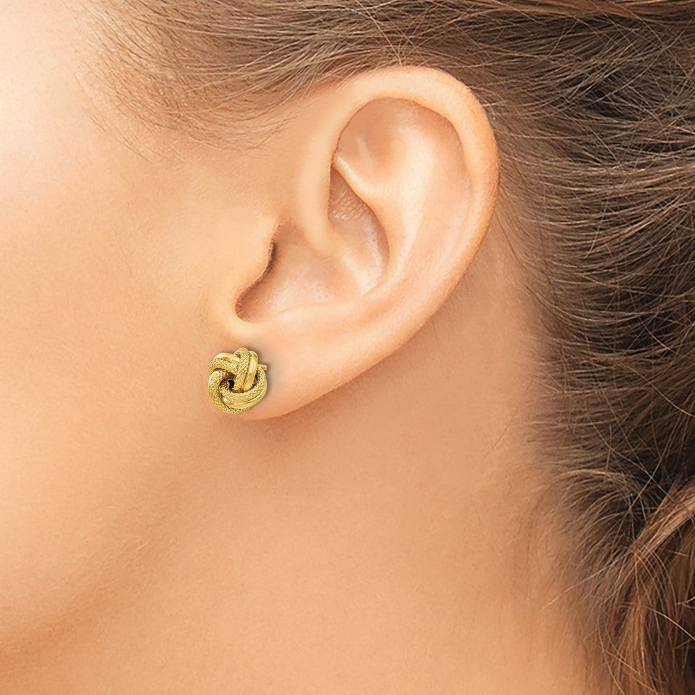 10K Yellow Gold Polished D/C Love Knot Post Earrings