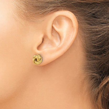 10K Yellow Gold Polished D/C Love Knot Post Earrings