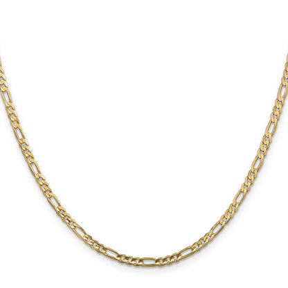 10K Yellow Gold 3mm Concave Figaro Chain